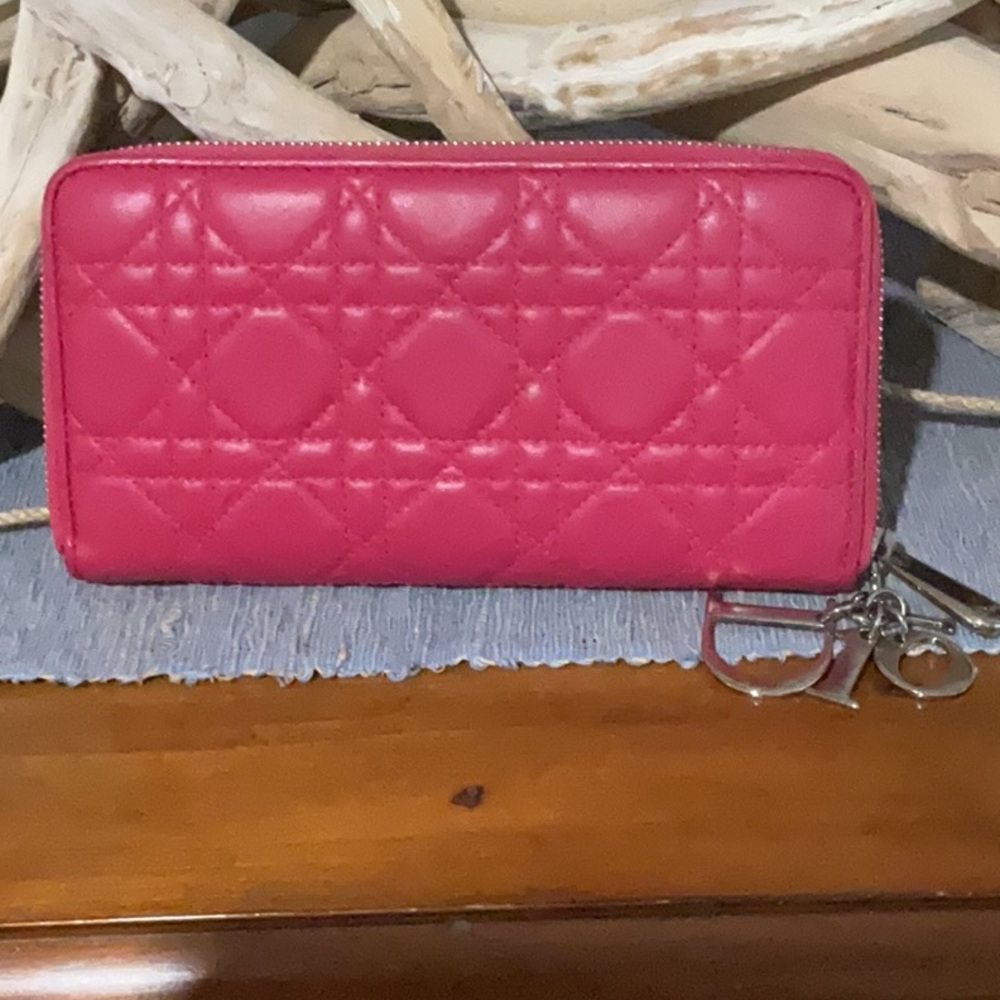 Dior lady Dior cannage voyager wallet with charms